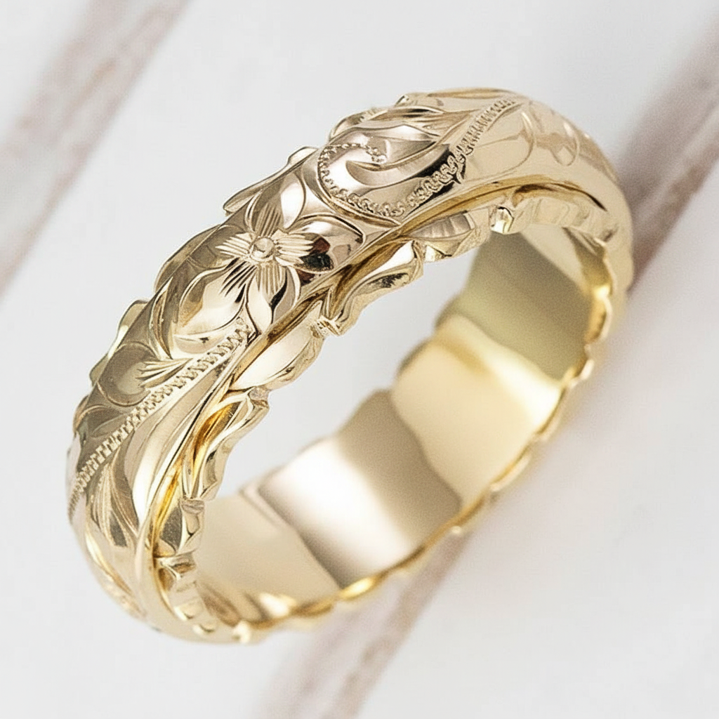 Vintage Flower Ring in Gold