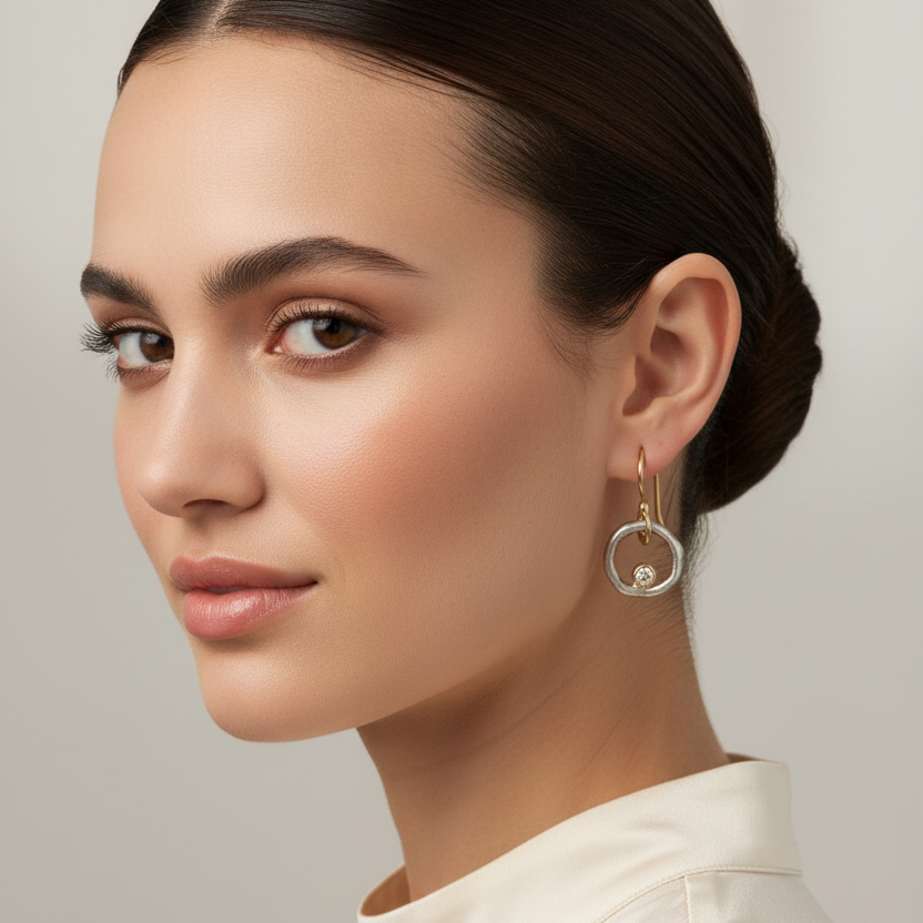 Vintage Gold & Silver Zirconia Earrings