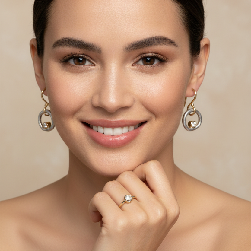 Vintage Gold & Silver Zirconia Earrings