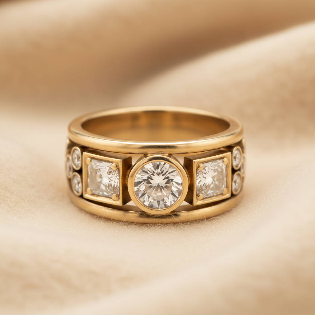 Cubic Zirconia Ring in Gold, Vintage