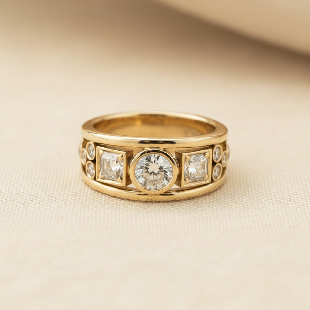 Cubic Zirconia Ring in Gold, Vintage