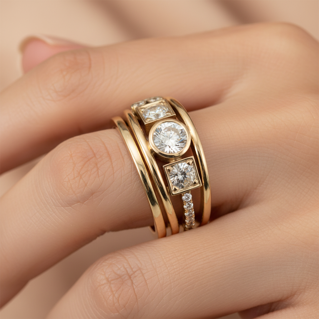 Cubic Zirconia Ring in Gold, Vintage