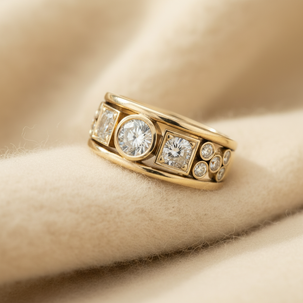 Cubic Zirconia Ring in Gold, Vintage