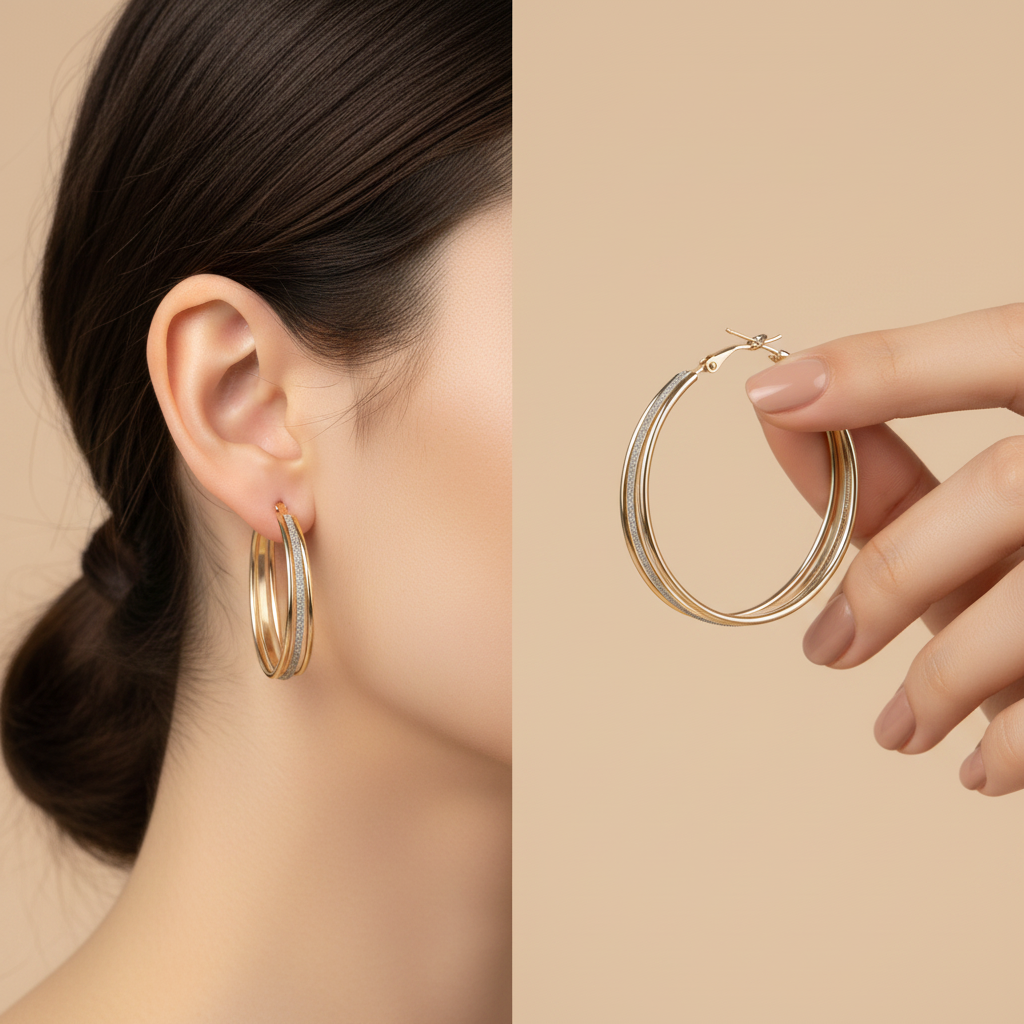 Vintage Golden Bright Hoop Earrings