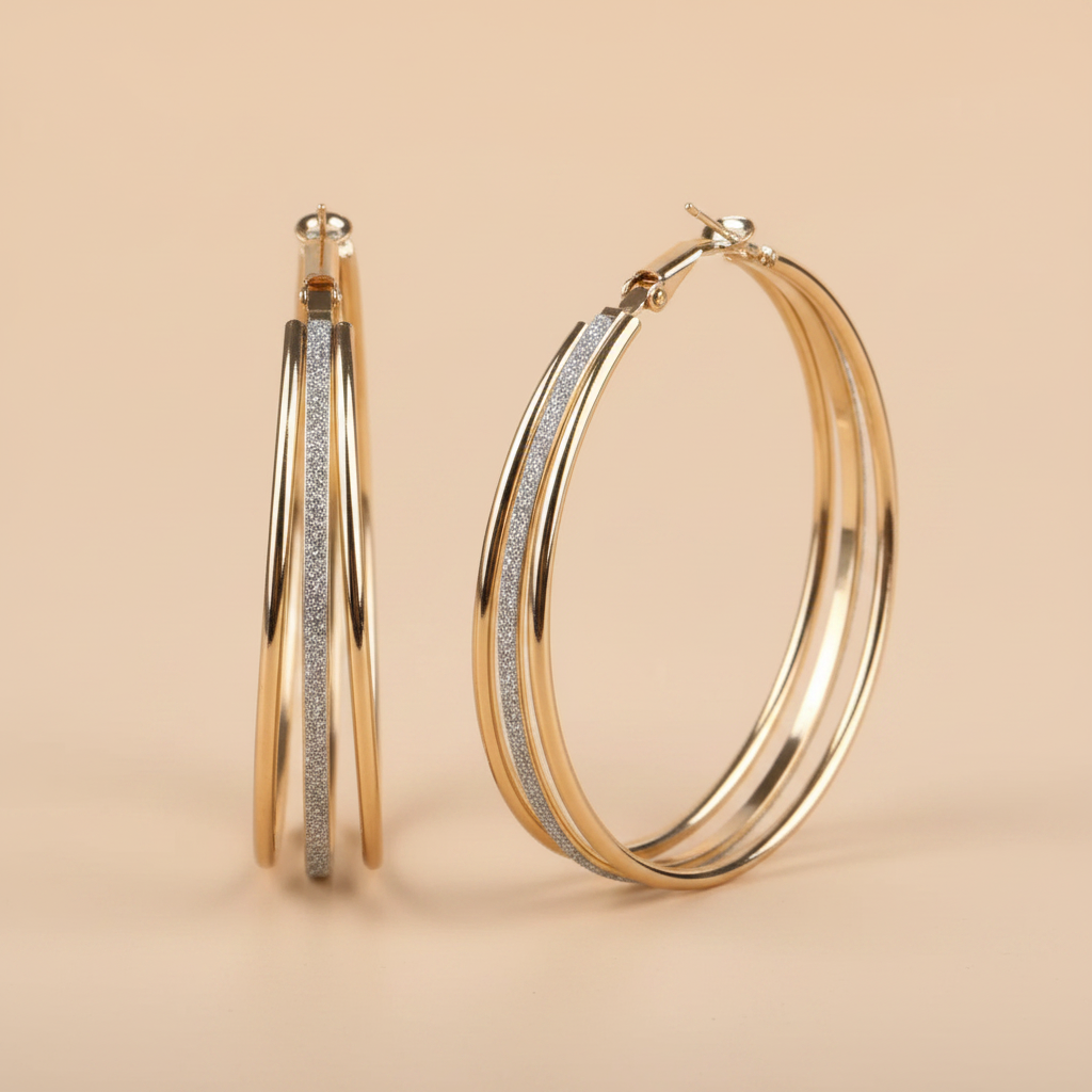 Vintage Golden Bright Hoop Earrings
