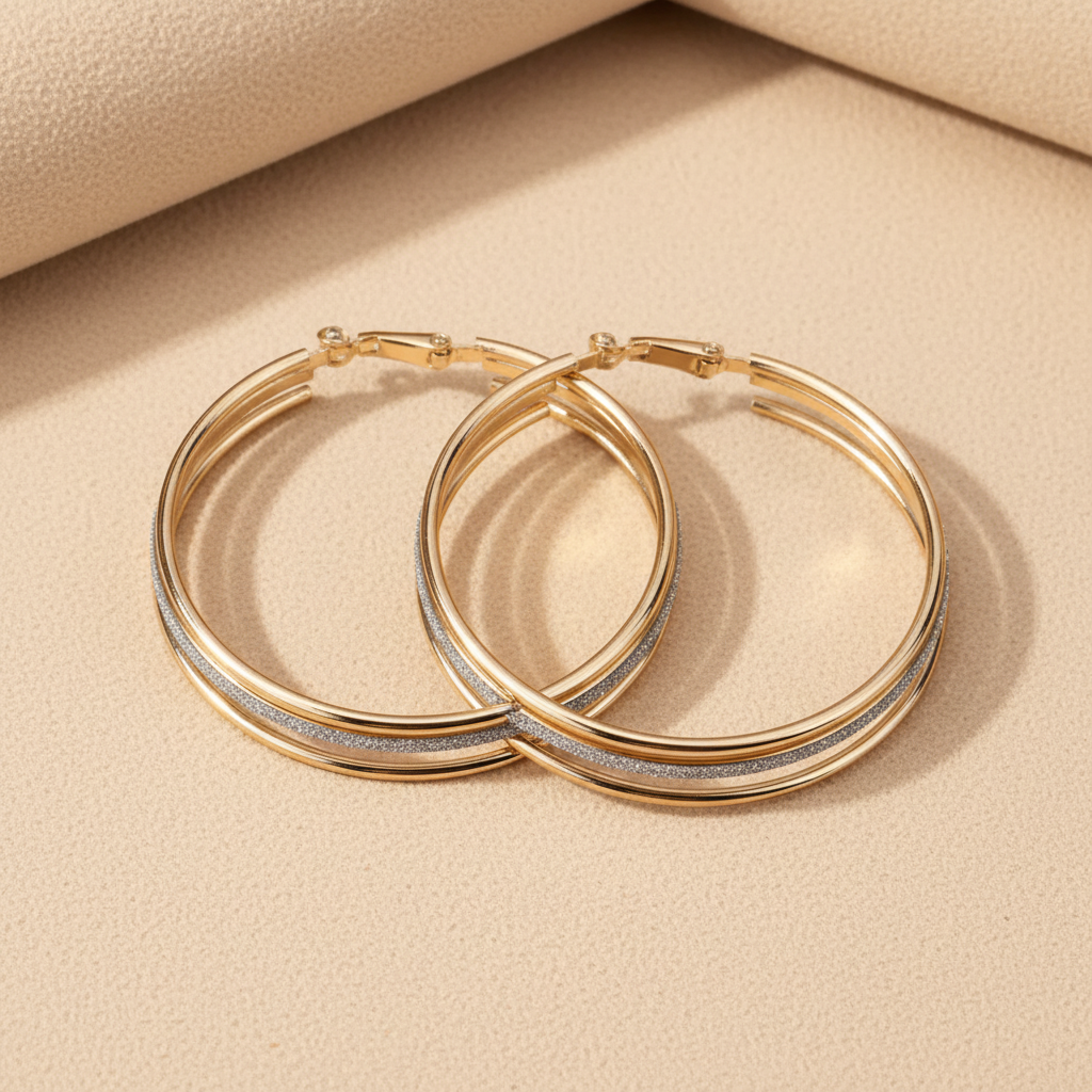 Vintage Golden Bright Hoop Earrings