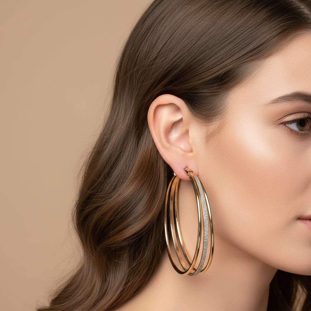 Vintage Golden Bright Hoop Earrings