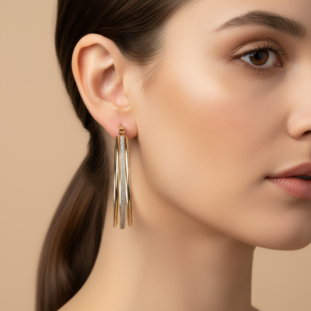 Vintage Golden Bright Hoop Earrings