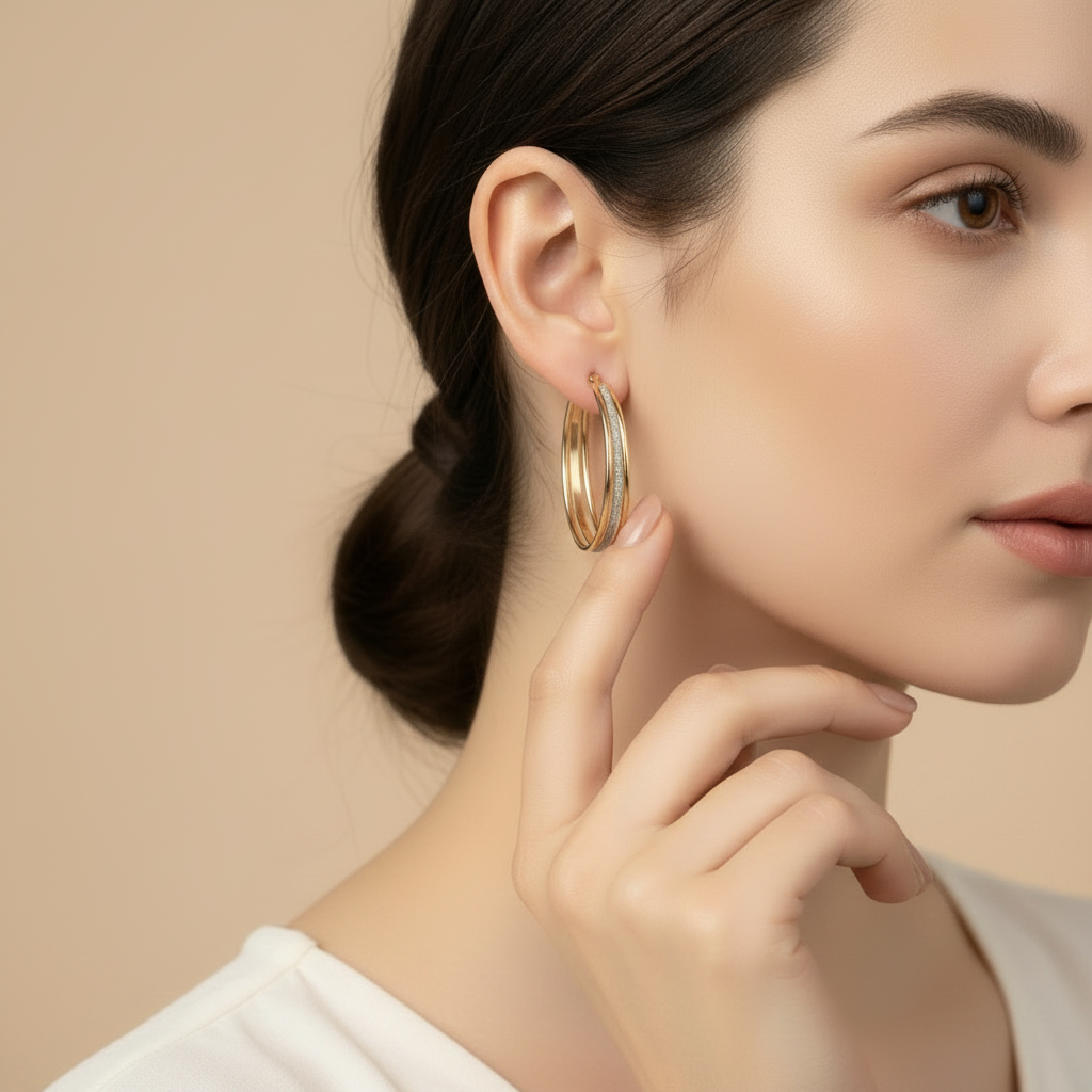 Vintage Golden Bright Hoop Earrings