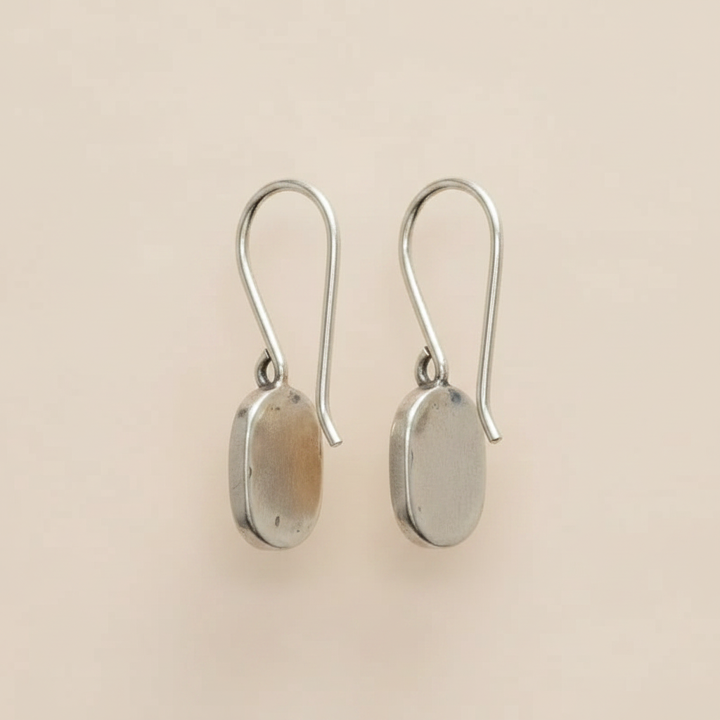 Vintage Golden Heart Silver Earrings