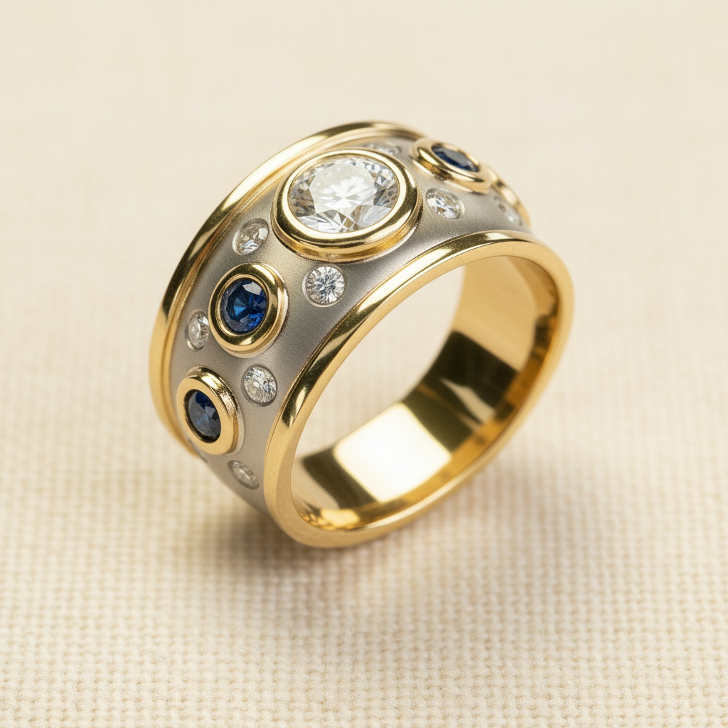 Vintage Golden Inlaid Zirconia Ring