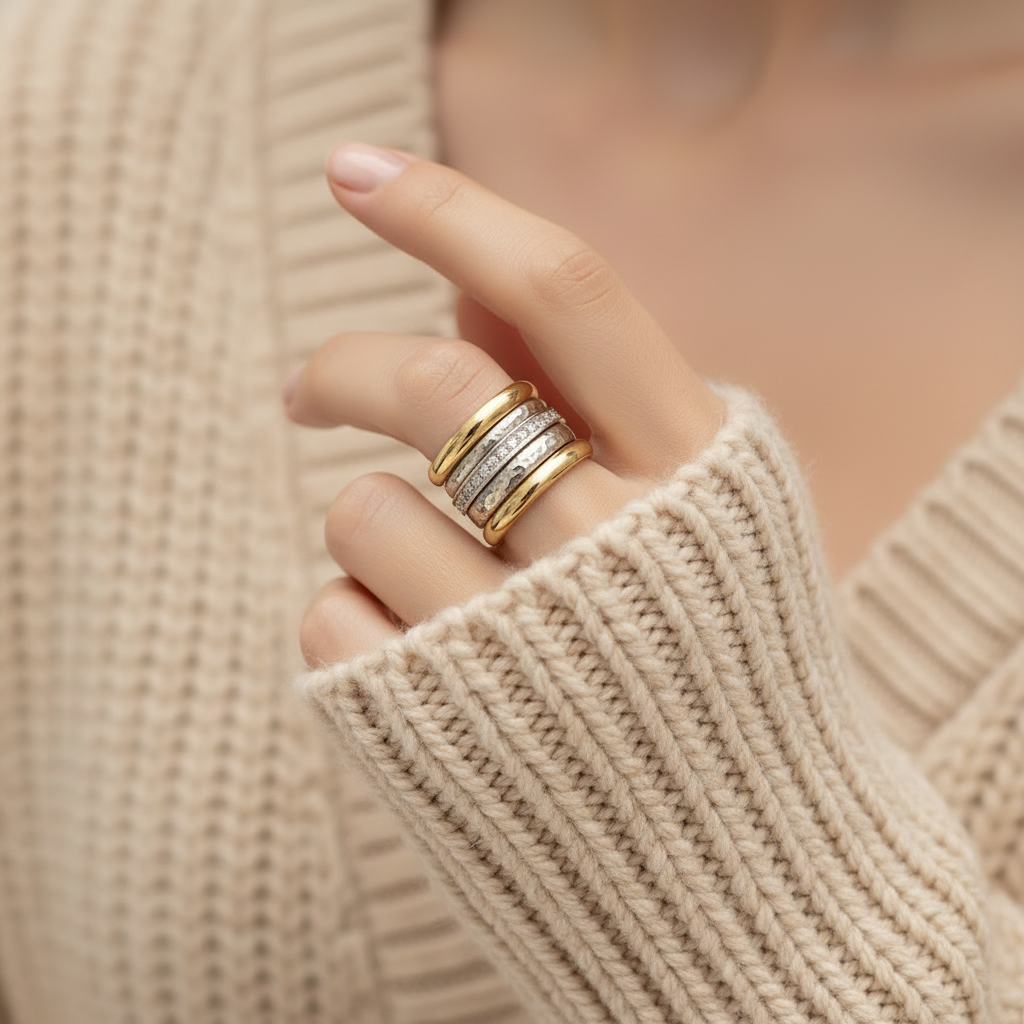 Vintage Layered Thick Gold Ring