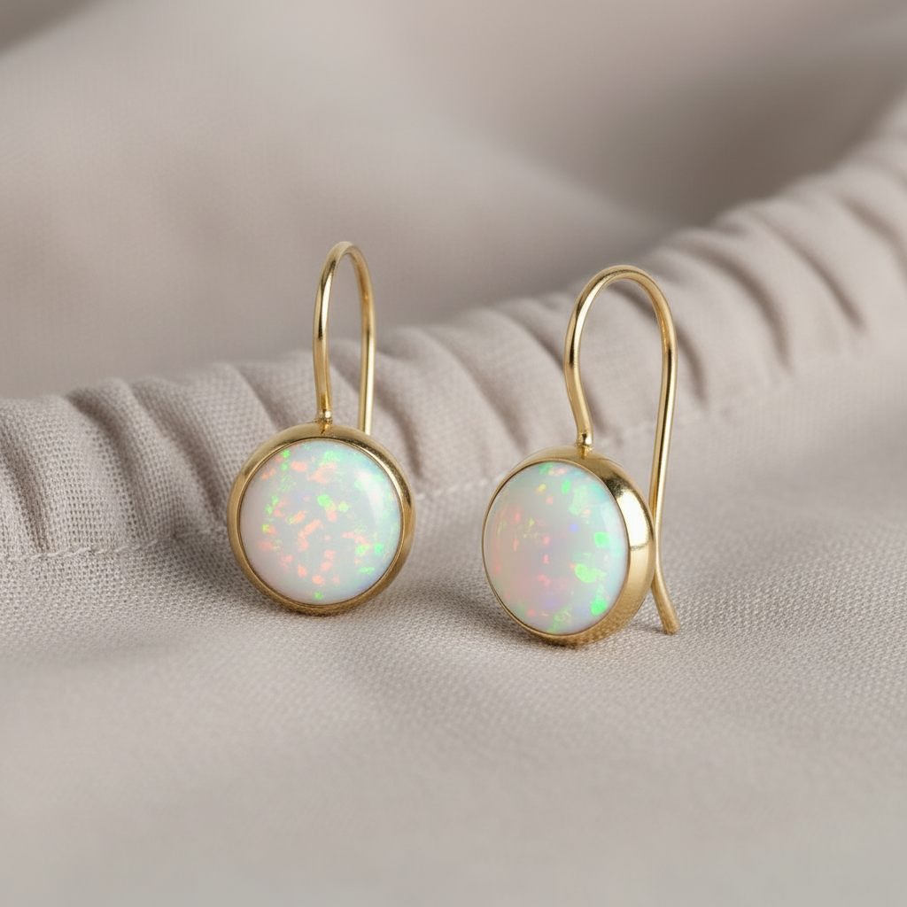 Vintage Opal Stone Gold Earrings