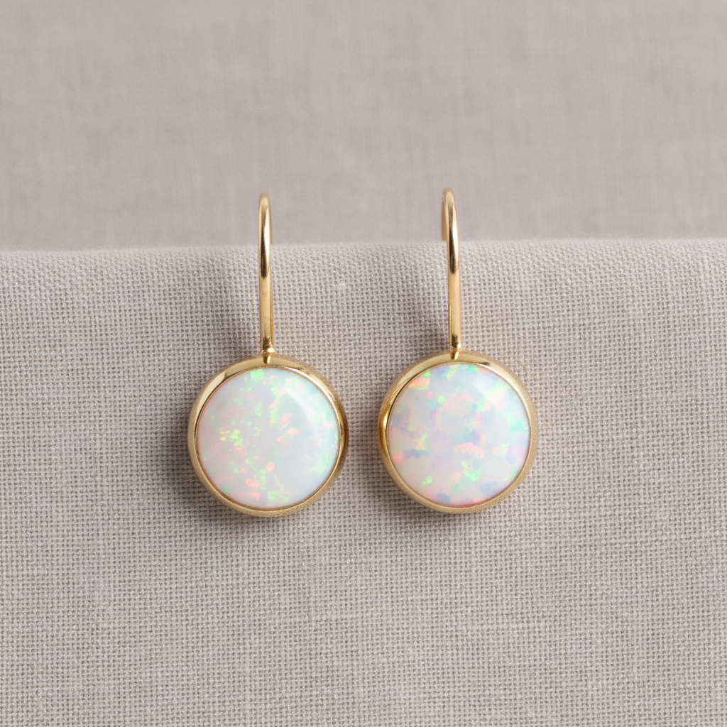 Vintage Opal Stone Gold Earrings
