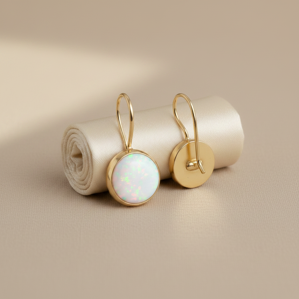 Vintage Opal Stone Gold Earrings