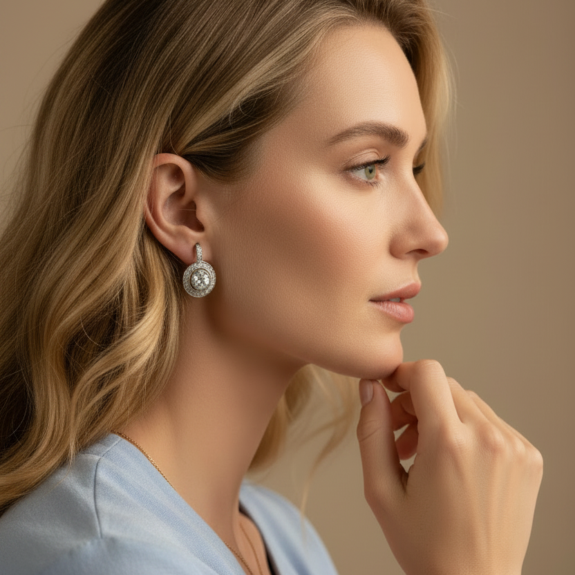 Vintage Silver Earrings with Zirconia