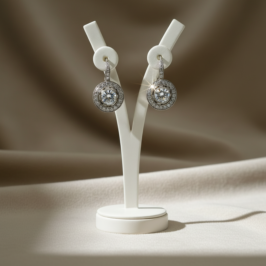 Vintage Silver Earrings with Zirconia
