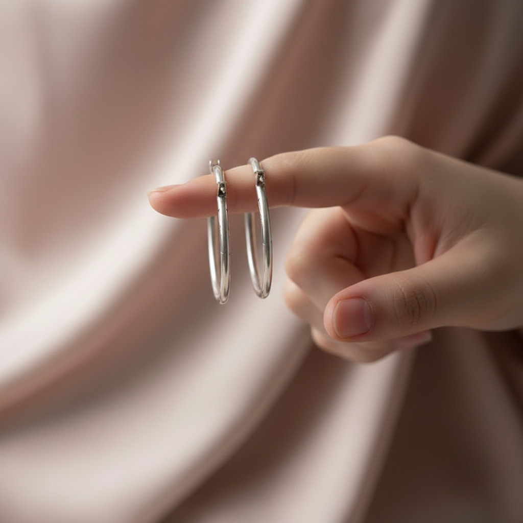 Vintage Silver engraved Hoop Earrings