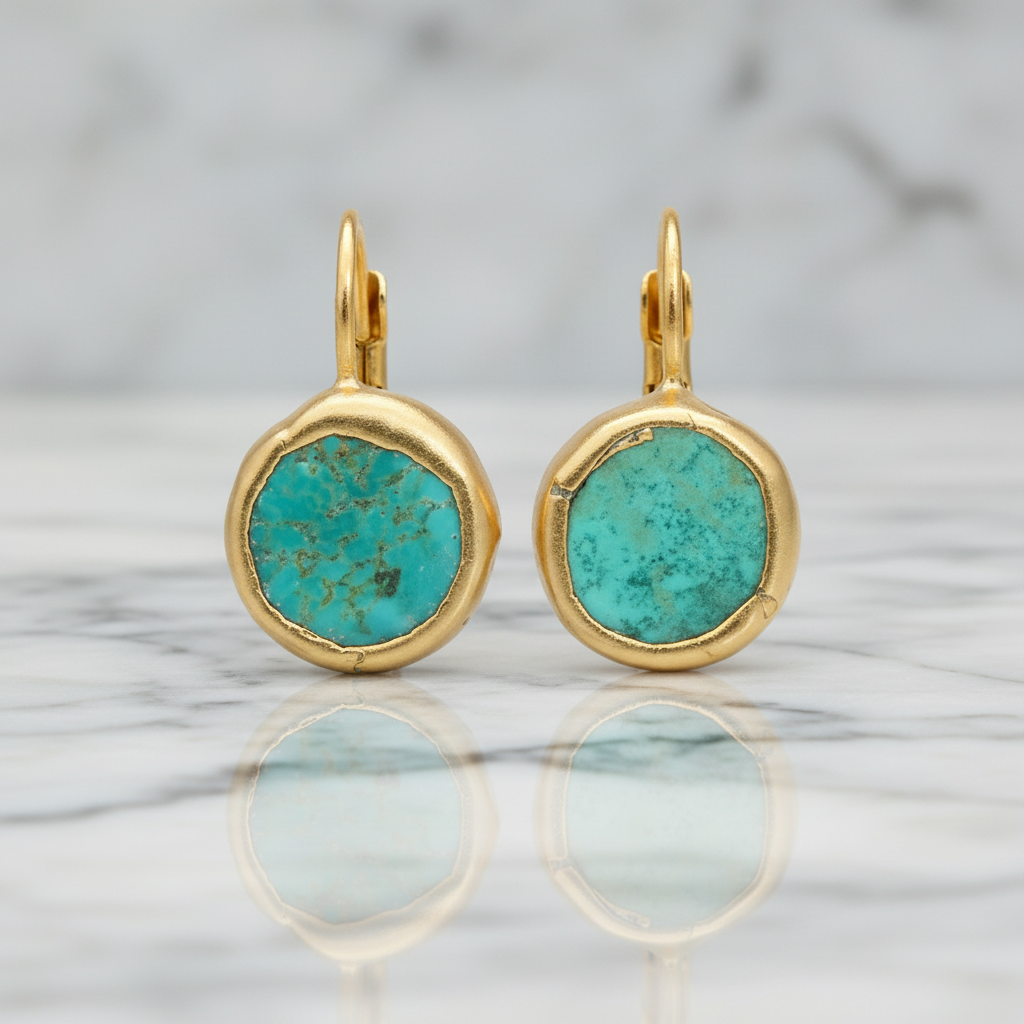 Vintage Turquoise Earrings in Gold