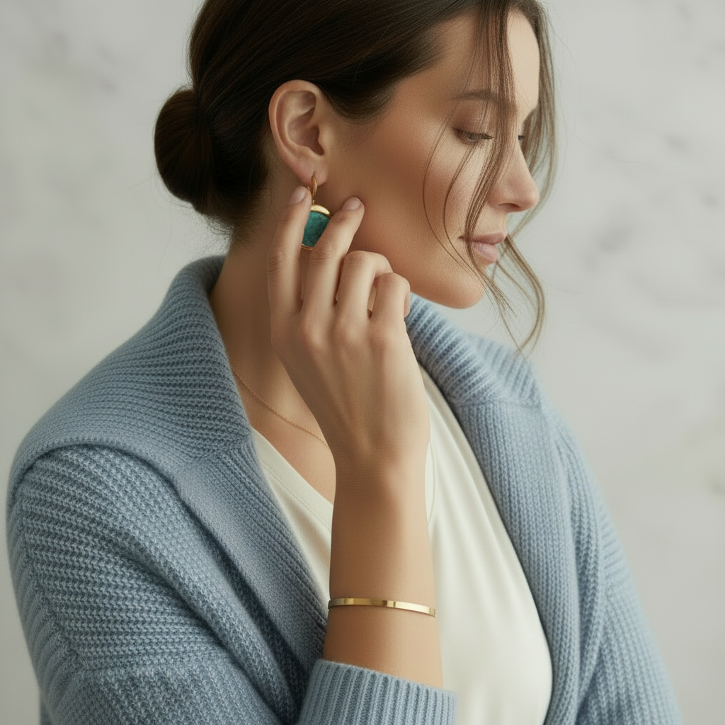 Vintage Turquoise Earrings in Gold