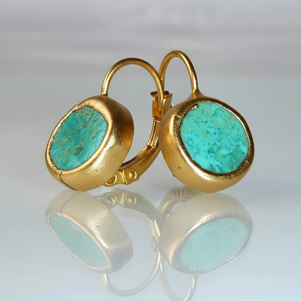 Vintage Turquoise Earrings in Gold