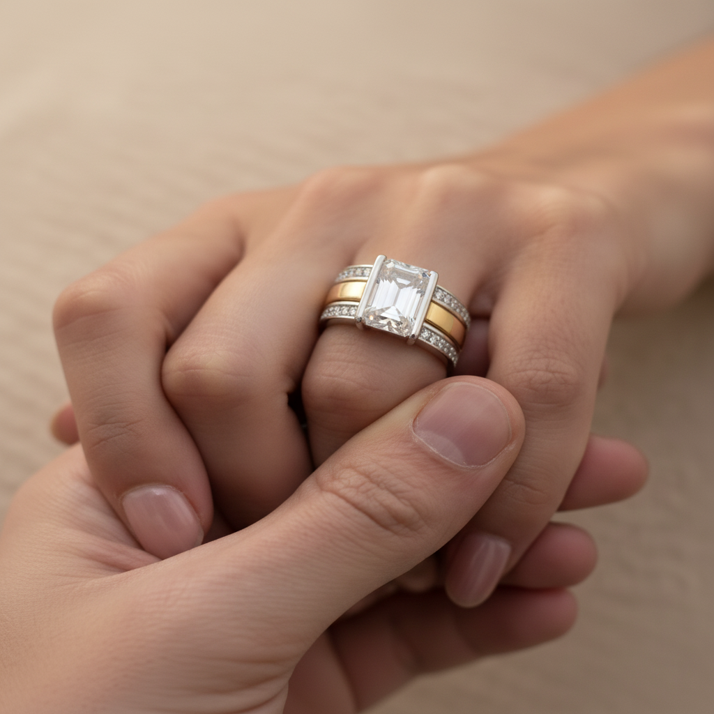 Vintage Two-Tone Silver & Gold Crystal Ring