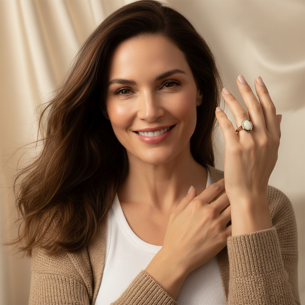 Vintage White Opal Gold Ring | Dainty Gemstone Statement Ring