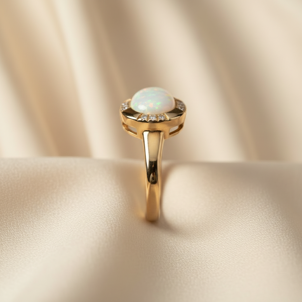 Vintage White Opal Gold Ring | Dainty Gemstone Statement Ring