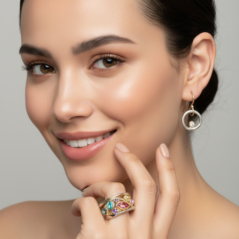 Vintage Gold & Silver Zirconia Earrings