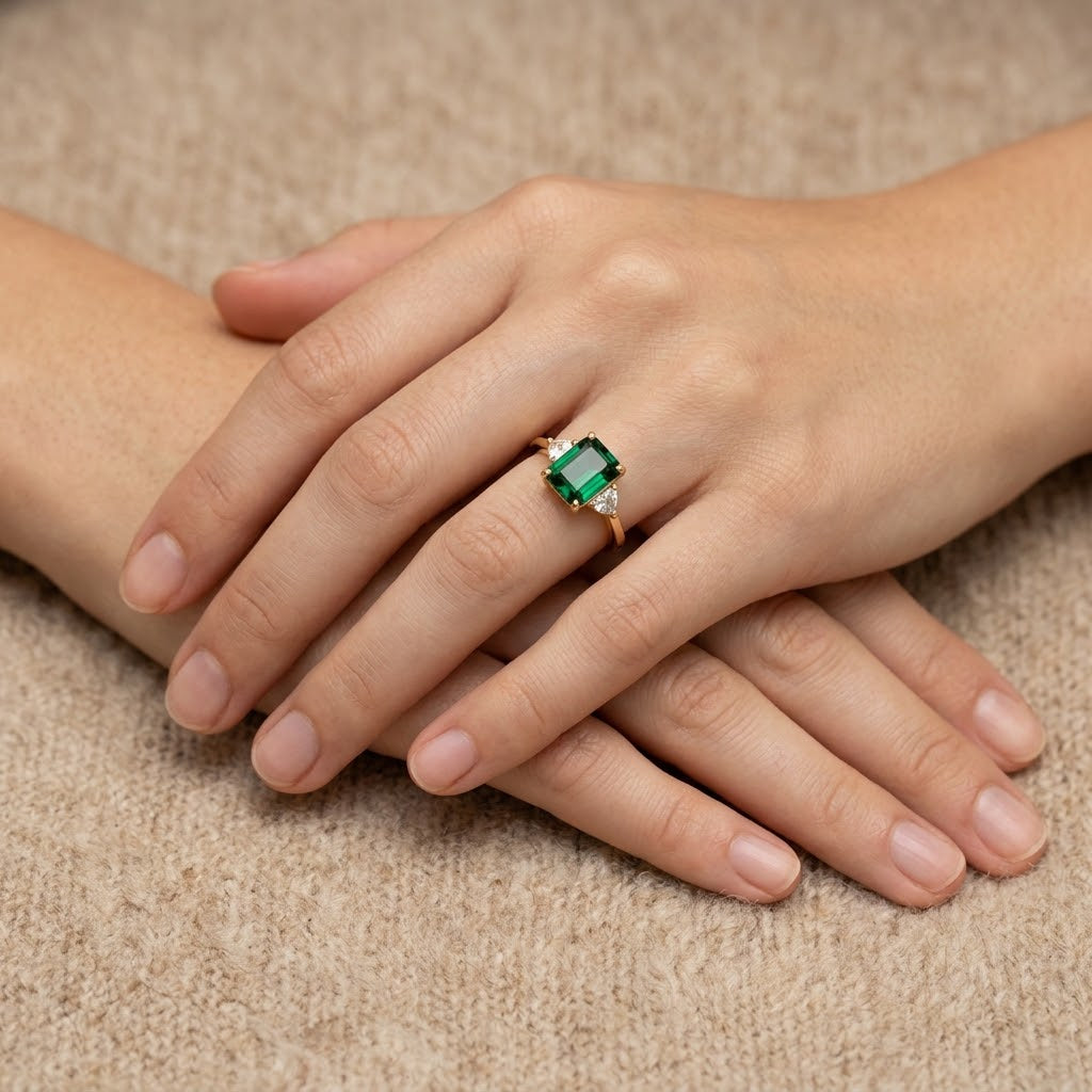 Green Zirconia Ring in Gold