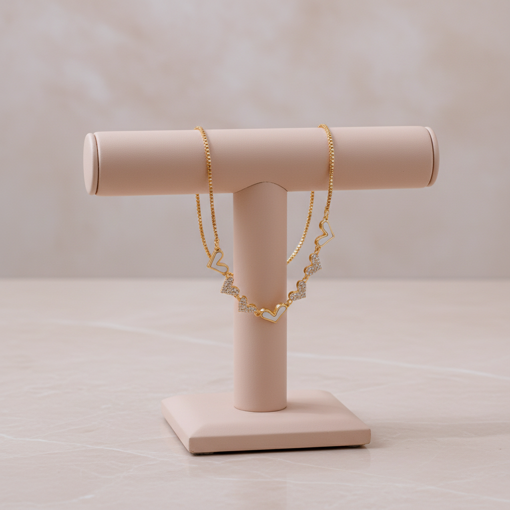 White Enamel & Gold Heart Bracelet