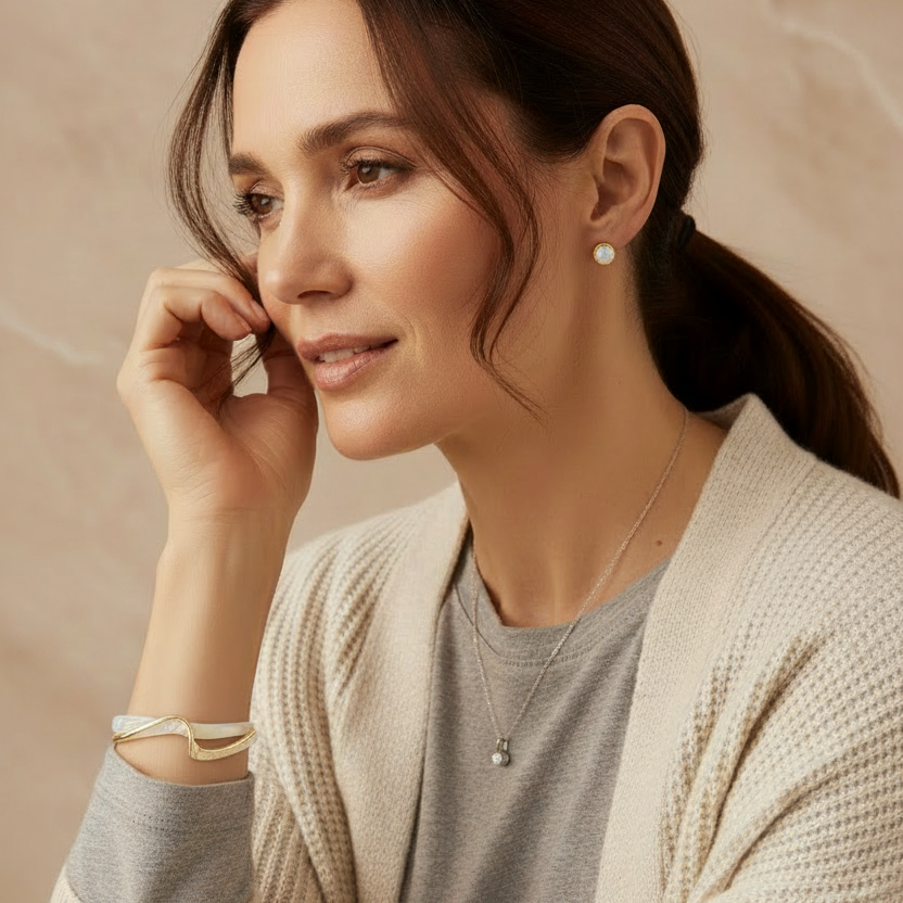 White Opal Golden Bracelet