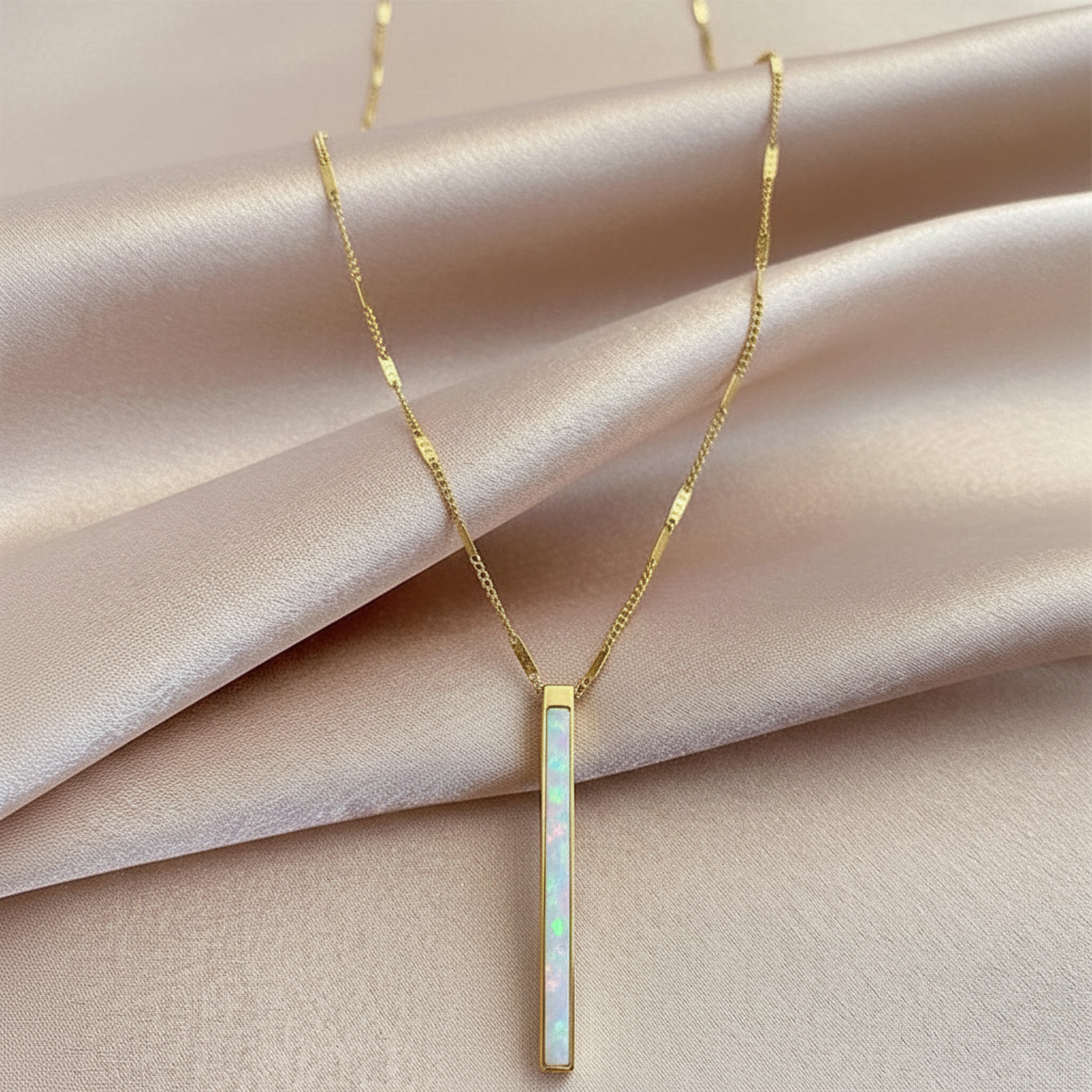White Opal Pendant in Gold