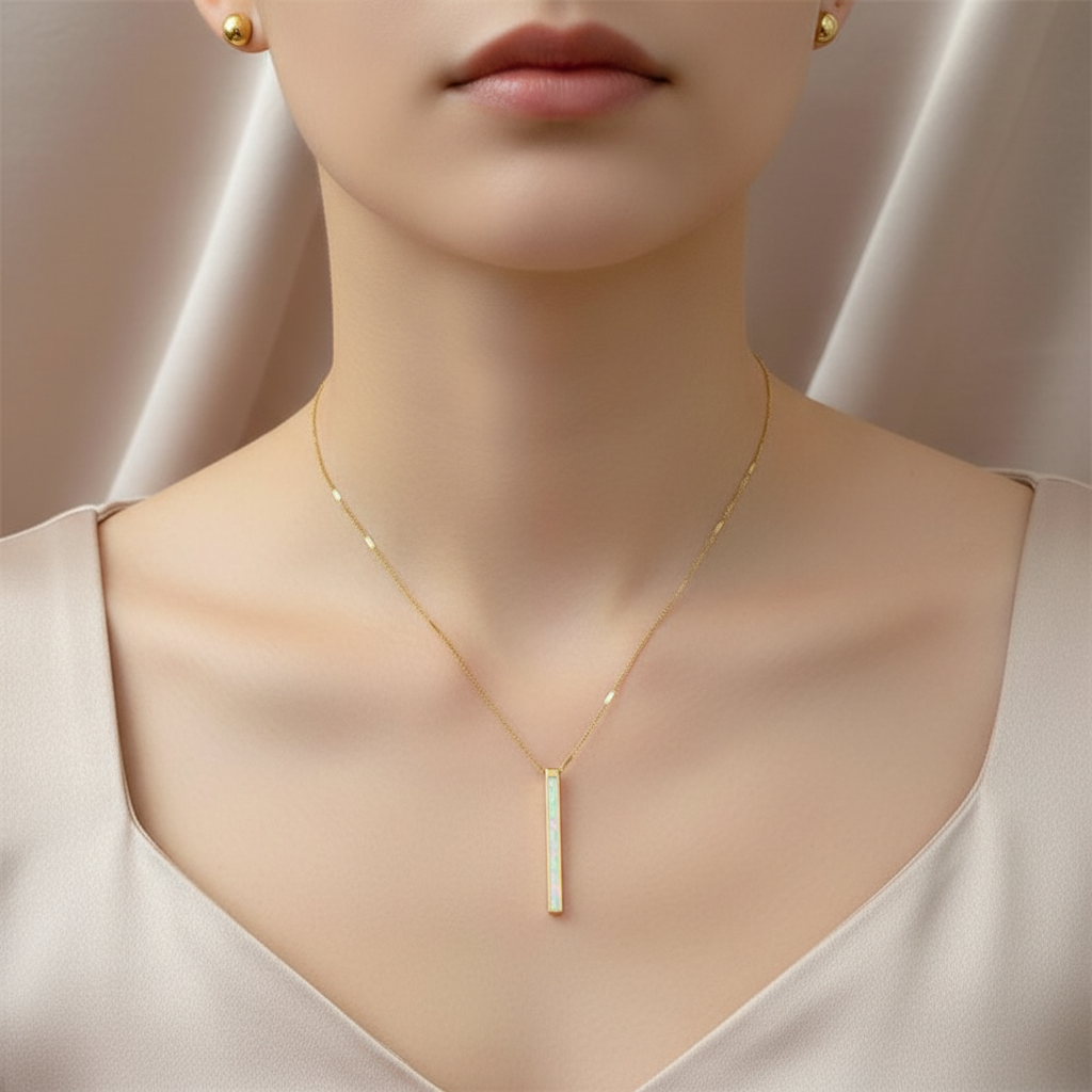 White Opal Pendant in Gold