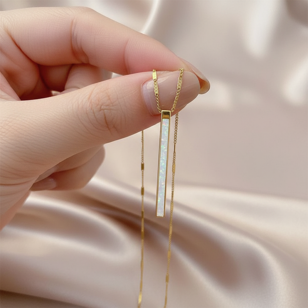 White Opal Pendant in Gold