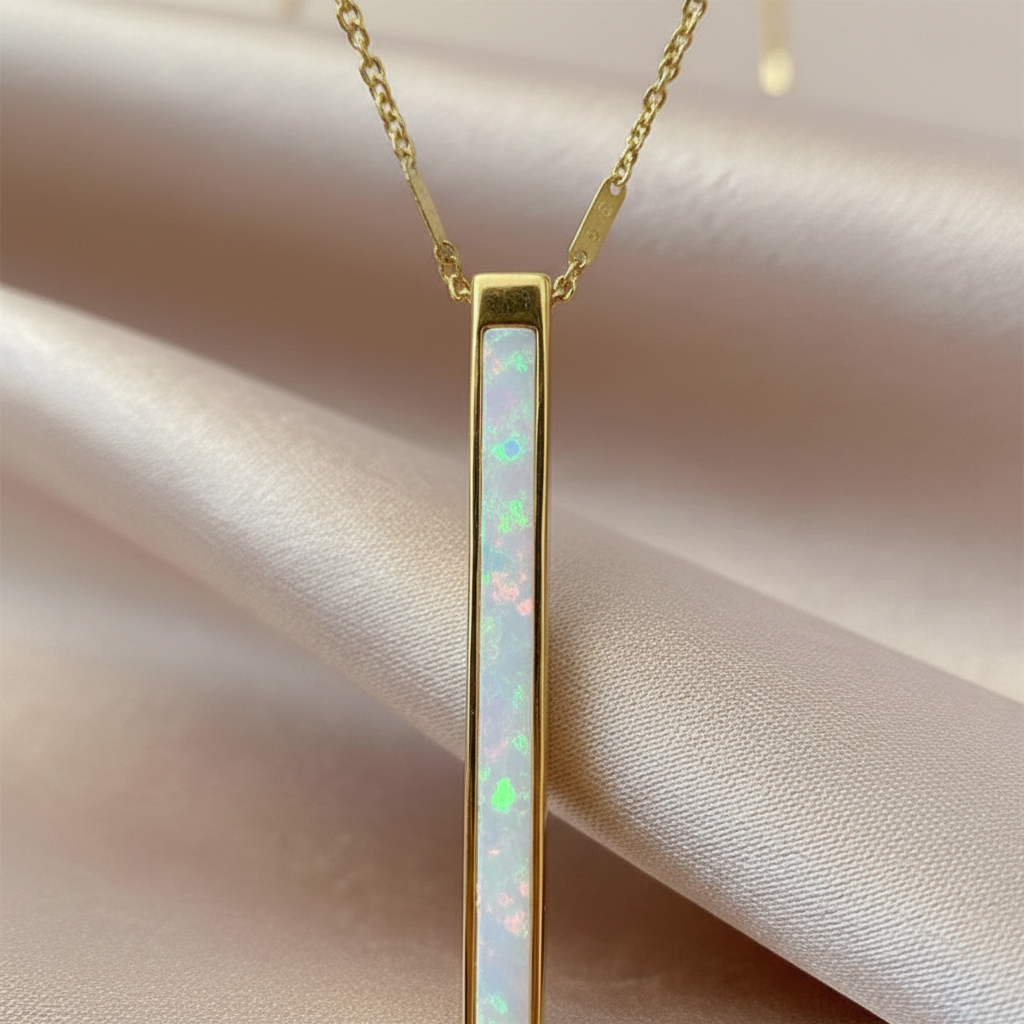 White Opal Pendant in Gold
