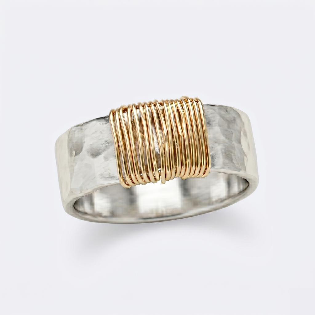 Vintage Golden Threads Silver Ring