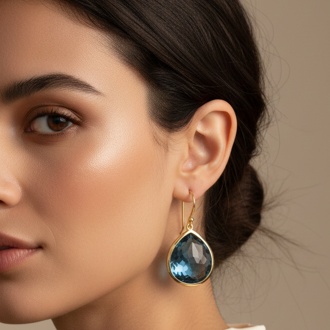 Vintage Blue Crystal Drop Earrings