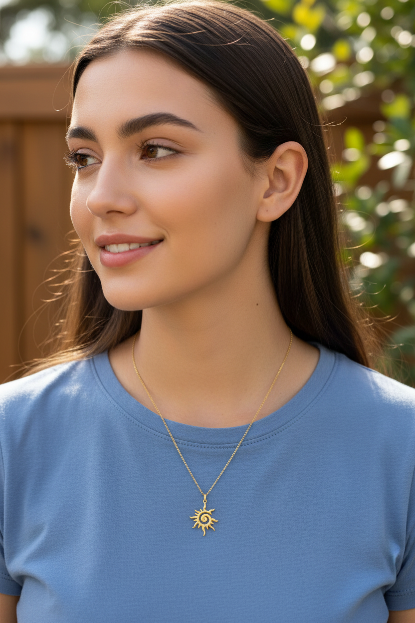 Vintage Golden Sun Necklace