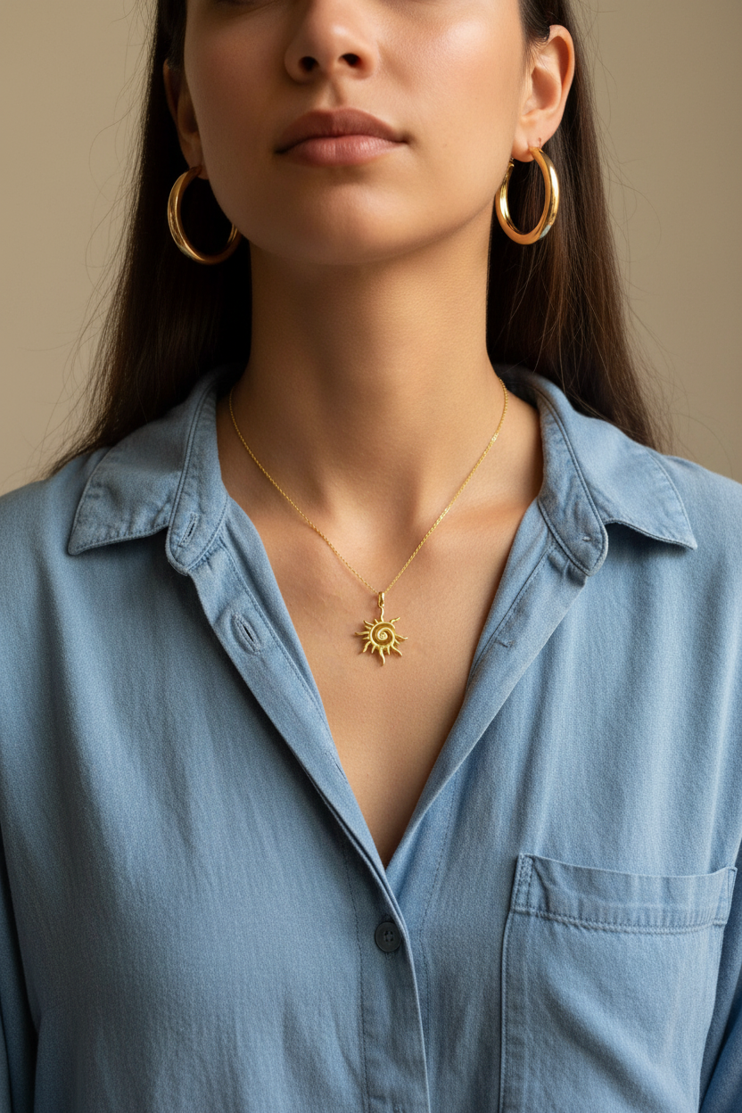 Vintage Golden Sun Necklace