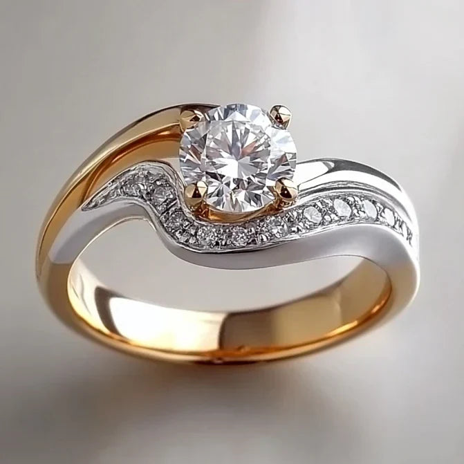 Vintage Wavy Fade Gold & Silver Bright Ring